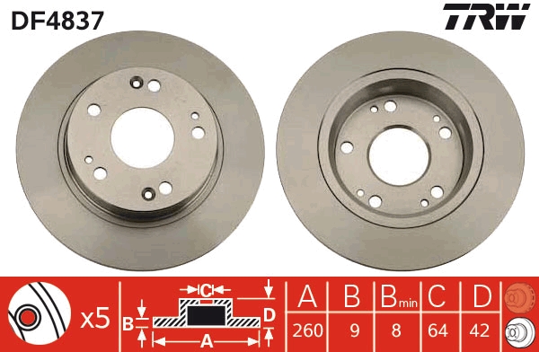 Disco freno TRW DF4837