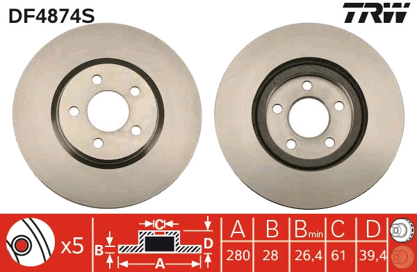 Disco freno TRW DF4874S
