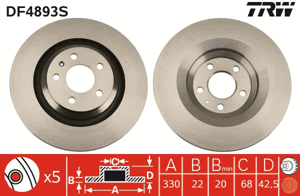 Disco freno TRW DF4893S