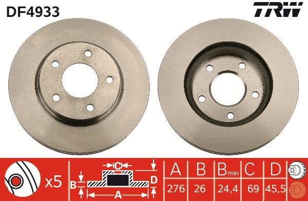 Disco freno TRW DF4933