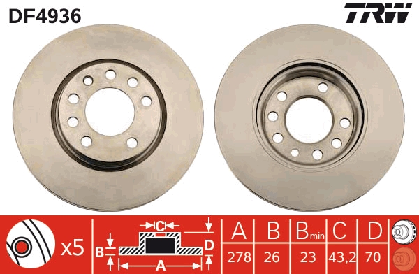 Disco freno TRW DF4936