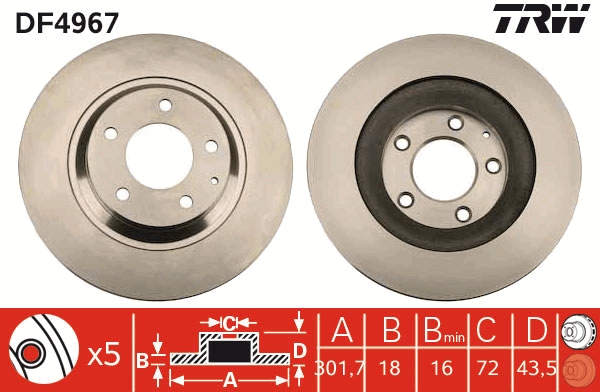 Disco freno TRW DF4967