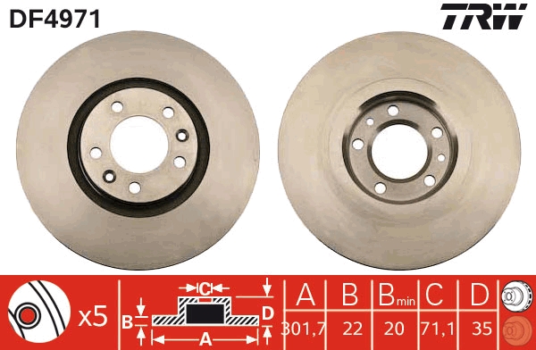 Disco freno TRW DF4971