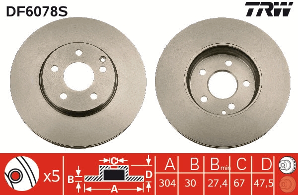 Disco freno TRW DF6078S