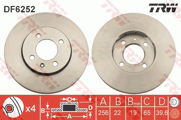 Disco freno TRW DF6252