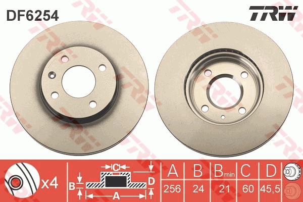 Disco freno TRW DF6254