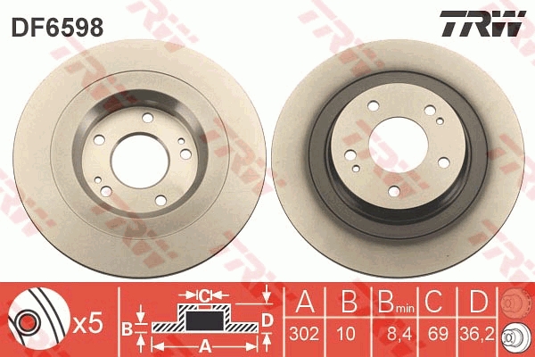 Disco freno TRW DF6598