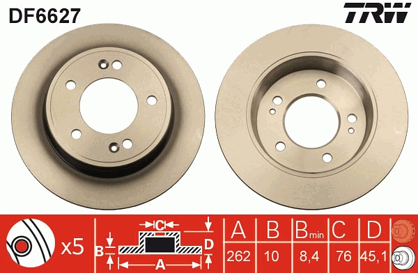 Disco freno TRW DF6627