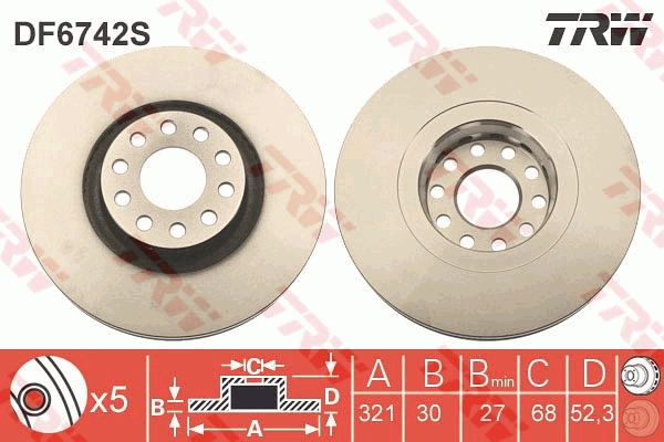 Disco freno TRW DF6742S