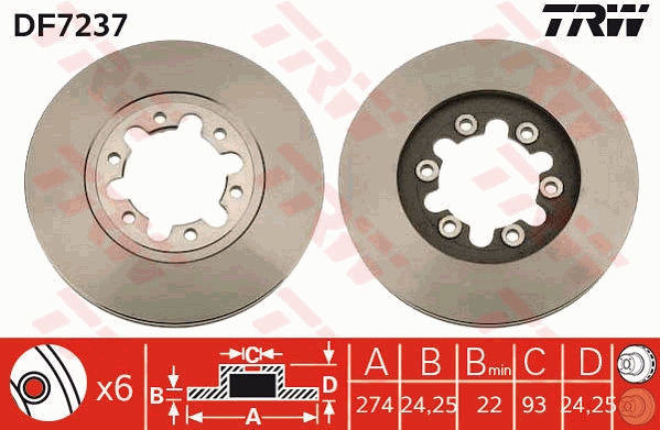 Disco freno TRW DF7237