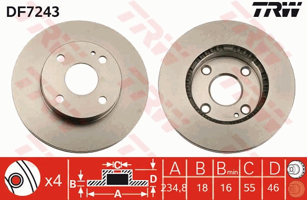 Disco freno TRW DF7243