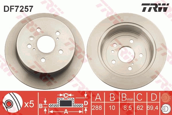 Disco freno TRW DF7257